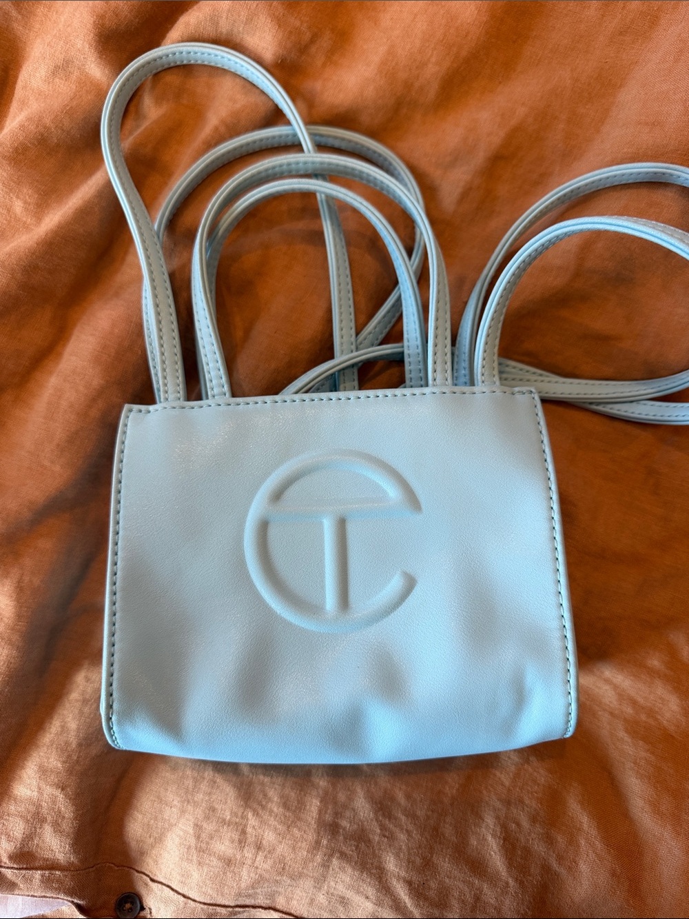 TELFAR Light Blue Women’s Mini Tote Bag with Embossed Logo
